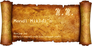 Mendl Miklós névjegykártya